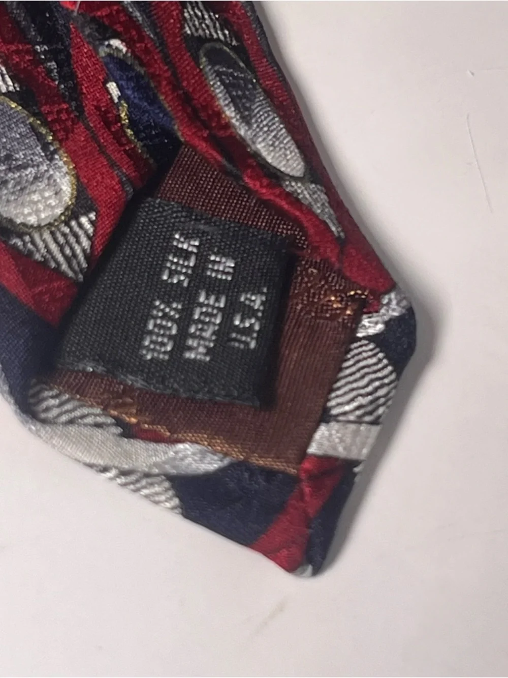 Pierre Balmain‎ Vintage Abtract Geometric Silk Tie Red and Navy Formal Office